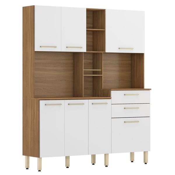 Imagem de Cozinha Compacta Encanto 7 Portas 2 Gavetas Amêndola Touch Branco 97201 Demóbile