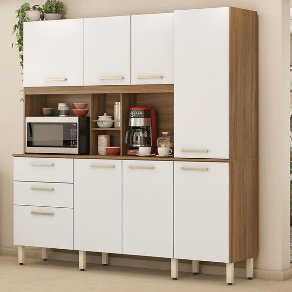 Imagem de Cozinha Compacta Fascino 8 Portas 2 Gavetas Amêndola Touch Branco 98201 Demóbile