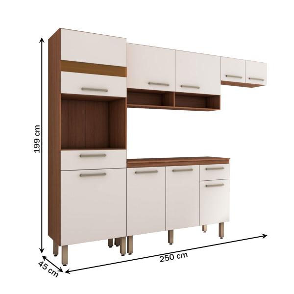 Cozinha Compacta Ferrara 9 Portas 2 Gavetas Amêndola Touch/Branco - Pnr Móveis Imagem de Cozinha Compacta Ferrara 9 Portas 2 Gavetas Amêndola Touch/Branco - Pnr Móveis