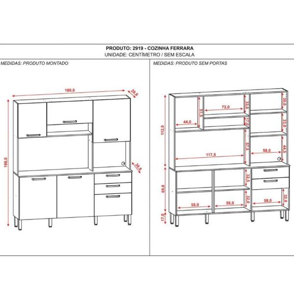 Imagem de Cozinha Compacta Ferrara em MDP 6 Portas Paraná