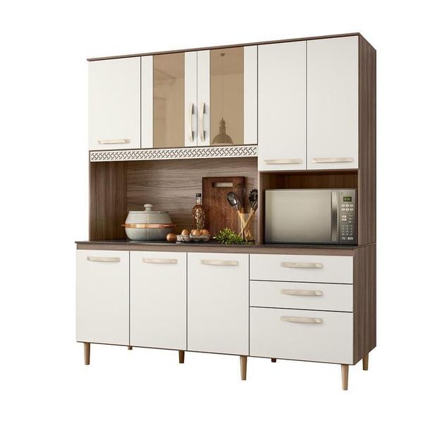 Imagem de Cozinha Compacta Fit 8 Portas 3 Gavetas - Carvalho Nature/Off Whte Cristal