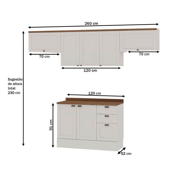 Imagem de Cozinha Compacta Iluminata 7 Portas 3 Gavetas 100% Mdf Branco/ébano - Genialflex