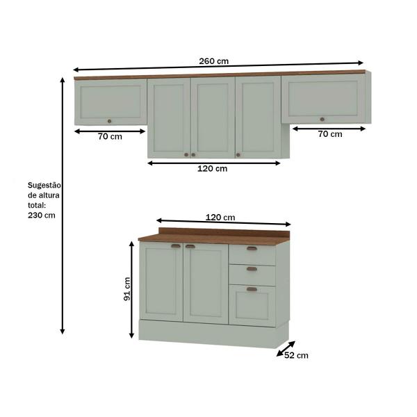 Imagem de Cozinha Compacta Iluminata 7 Portas 3 Gavetas 100% Mdf Mint/ébano - Genialflex