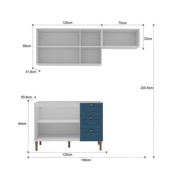 Imagem de Cozinha Compacta Lavanda 6 PT 3 GV Azul e Branco