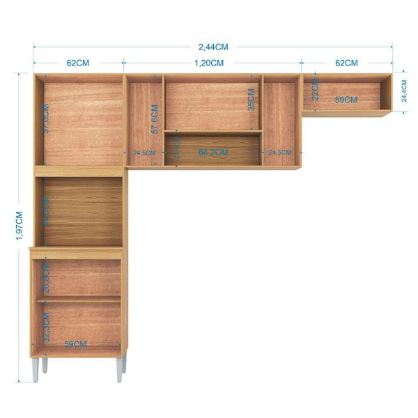 Imagem de Cozinha Compacta Lavinia 8 Portas Damasco/Off White - Poquema