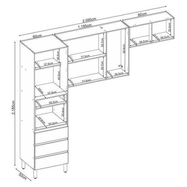 Imagem de Cozinha Compacta Lazuli 3 Peças Amêndola Touch Nude Prime TX - Demóbile 