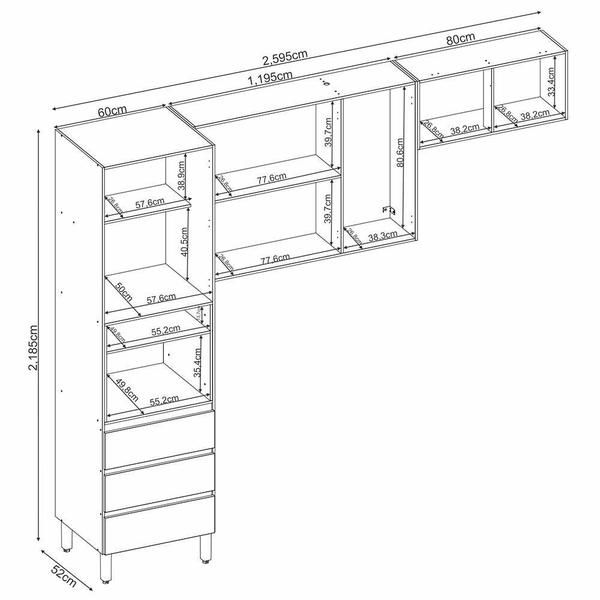 Imagem de Cozinha Compacta Lazuli 5 Portas e 3 Gavetas - Demóbile