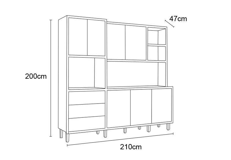 Imagem de Cozinha Compacta Leona 7 Portas 3 Gavetas - Carvalho Nature/Off Wht Cristal