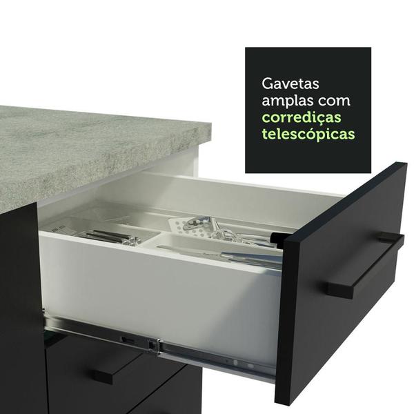 Imagem de Cozinha Compacta Madesa Agata 120002 com Armário e Balcão (Sem Tampo e Pia) - Branco/Preto