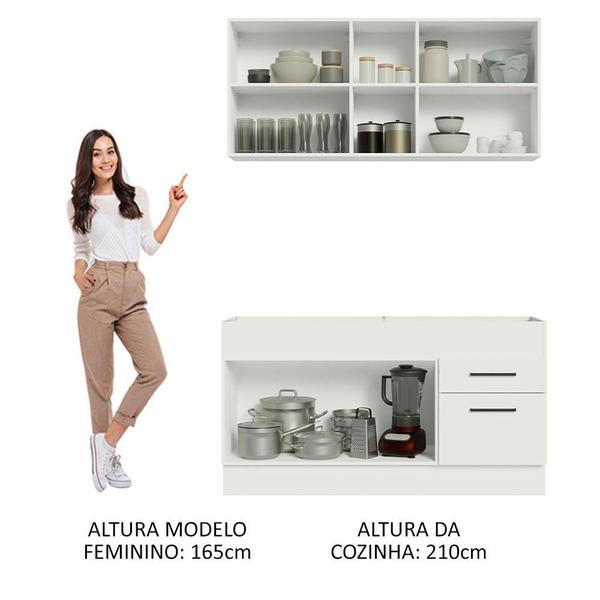 Imagem de Cozinha Compacta Madesa Agata 150002 com Armário e Balcão (Sem Tampo e Pia) - Branco