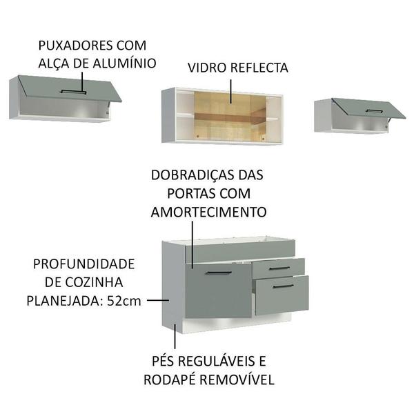 Imagem de Cozinha Compacta Madesa Agata 280001 com Armário e Balcão - Branco/Cinza