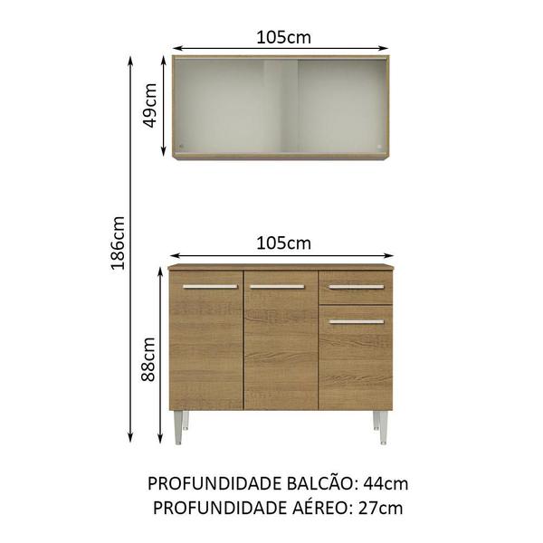 Imagem de Cozinha Compacta Madesa Emilly 105001 com Armário e Balcão - Rustic