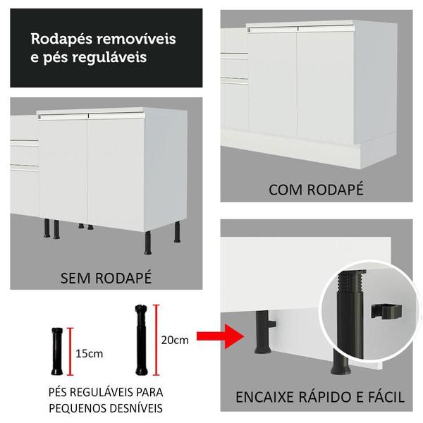 Imagem de Cozinha Compacta Madesa Glamy 120002 com Armário e Balcão (Sem Tampo e Pia)  Branco