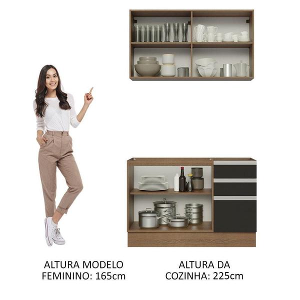 Cozinha Compacta Madesa Glamy 120003 com Armário e Balcão (Sem Tampo e Pia) - Rustic/Preto Imagem de Cozinha Compacta Madesa Glamy 120003 com Armário e Balcão (Sem Tampo e Pia) - Rustic/Preto
