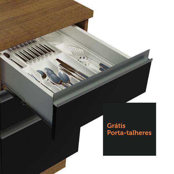Cozinha Compacta Madesa Glamy 120003 com Armário e Balcão (Sem Tampo e Pia) - Rustic/Preto Imagem de Cozinha Compacta Madesa Glamy 120003 com Armário e Balcão (Sem Tampo e Pia) - Rustic/Preto