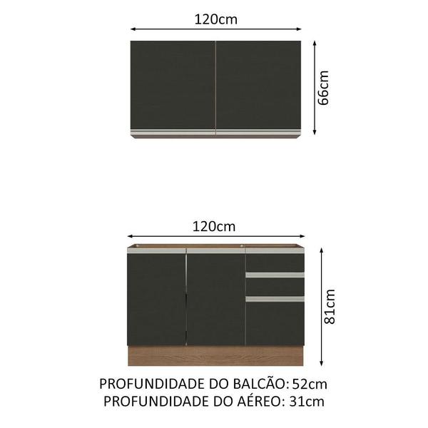 Cozinha Compacta Madesa Glamy 120003 com Armário e Balcão (Sem Tampo e Pia) - Rustic/Preto Imagem de Cozinha Compacta Madesa Glamy 120003 com Armário e Balcão (Sem Tampo e Pia) - Rustic/Preto