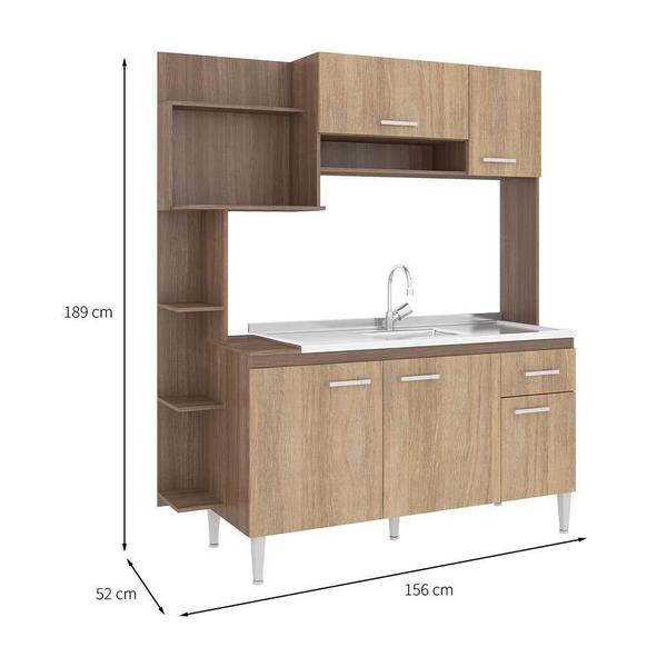 Imagem de Cozinha Compacta Mali com Espaço para Pia 5 PT 1 GV Teka e Carvalho