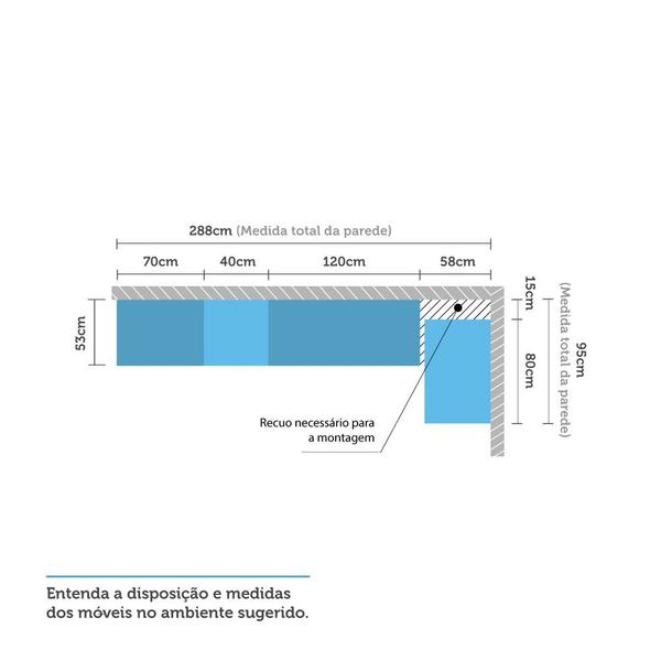 Imagem de Cozinha Compacta Modulada 4 Peças com Tampo Cristal Luciane Móveis