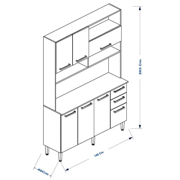 Imagem de Cozinha Compacta Nicole 7 Portas 2 Gavetas Freijó/Oliva - Irm Móveis