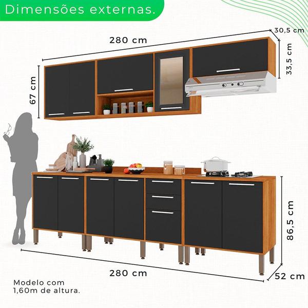 Imagem de Cozinha Compacta para Cooktop 5 Bocas 5 Peças 12 Portas 2 Gavetas Paris Sallêto Móveis