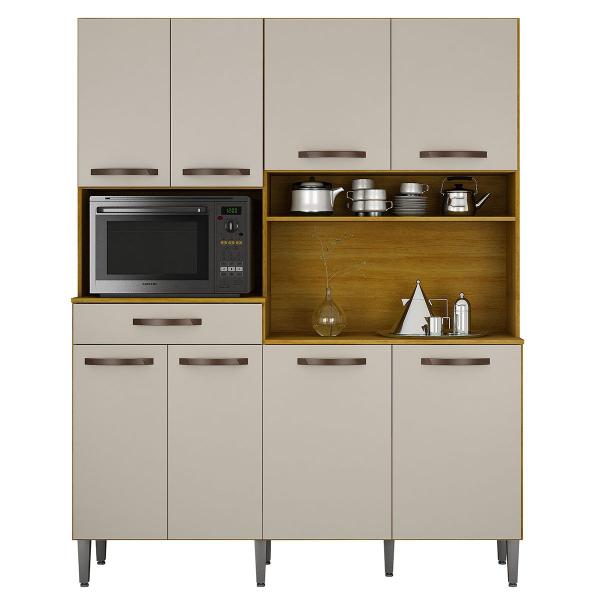Cozinha Compacta Pratic 8 Portas 1 Gaveta Cinamomo/Off White - Chf Móveis Imagem de Cozinha Compacta Pratic 8 Portas 1 Gaveta Cinamomo/Off White - Chf Móveis