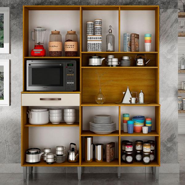 Cozinha Compacta Pratic 8 Portas 1 Gaveta Cinamomo/Off White - Chf Móveis Imagem de Cozinha Compacta Pratic 8 Portas 1 Gaveta Cinamomo/Off White - Chf Móveis