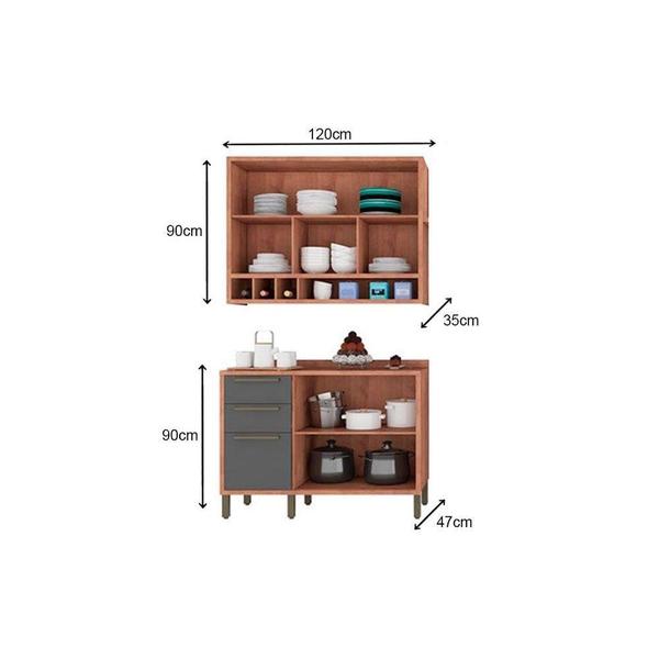 Imagem de Cozinha Compacta Ronipa Syrah 2 Peças Castanho/Chumbo