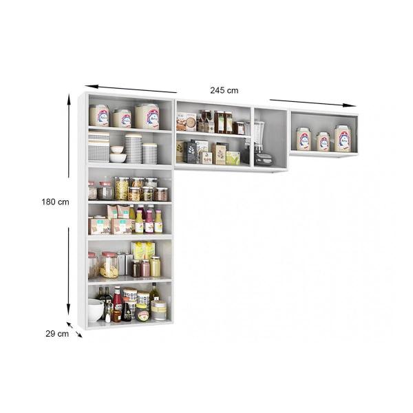 Imagem de Cozinha Compacta Rubi de Aço 3 Peças (2 Armários + 1 Paneleiro) CPT48 Branco/Preto - Telasul