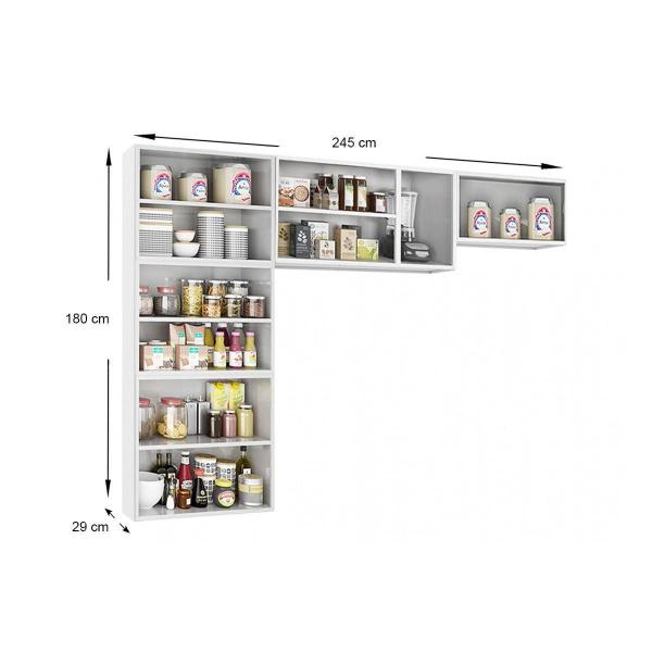 Imagem de Cozinha Compacta Rubi de Aço 3 Peças (2 Armários + 1 Paneleiro) CPT49 Branco/Preto - Telasul