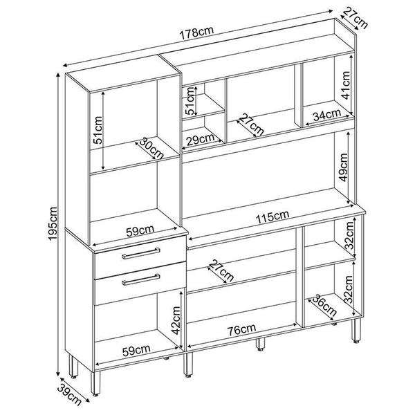 Imagem de Cozinha Compacta Select 6 Portas e 2 Gavetas Amêndola/Branco - Demóbile