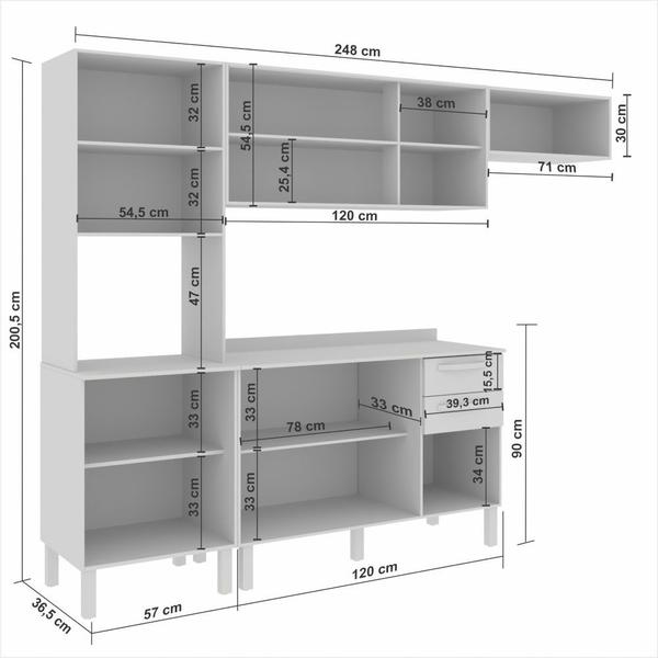 Imagem de Cozinha Compacta Valencia 4 Peças 9 Portas 2 Gavetas Salleto Moveis