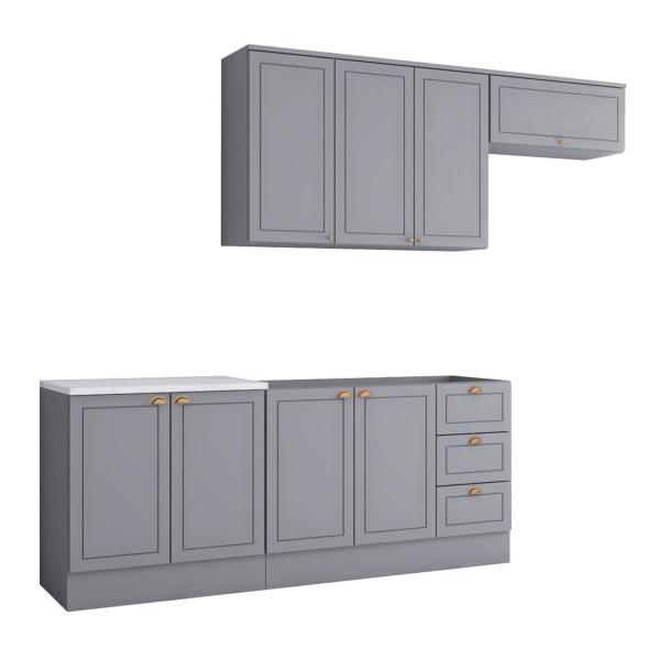 Cozinha Compacta Veneza 8 Portas 3 Gavetas 100% Mdf Americana Cinza - Panorama Móveis Imagem de Cozinha Compacta Veneza 8 Portas 3 Gavetas 100% Mdf Americana Cinza - Panorama Móveis