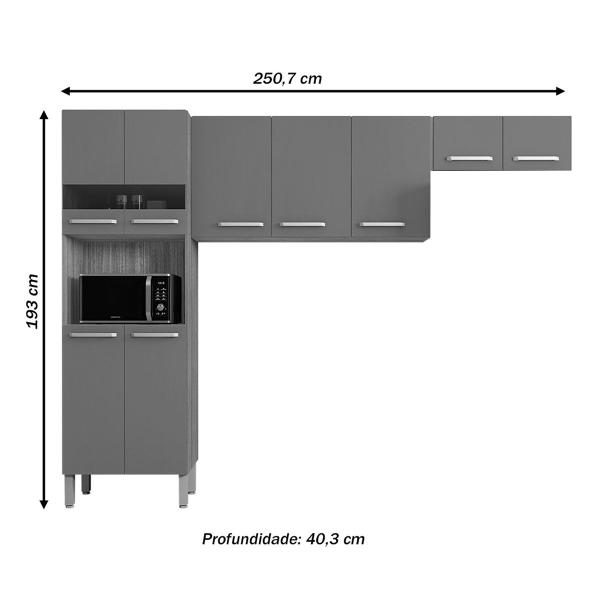 Imagem de Cozinha Compacta Versalhes 9 Portas com Vidro Freijó/Supremo - Kits Paraná