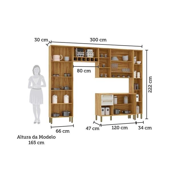 Imagem de Cozinha Completa 100% Mdf Com 5 Peças 13 Portas 2 Gavetas Napoli Prime Rio Doce Amêndoa/Off White