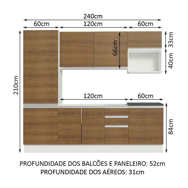 Imagem de Cozinha Completa 100% MDF Madesa Acordes 240001 com Armário e Balcão - Branco/Rustic