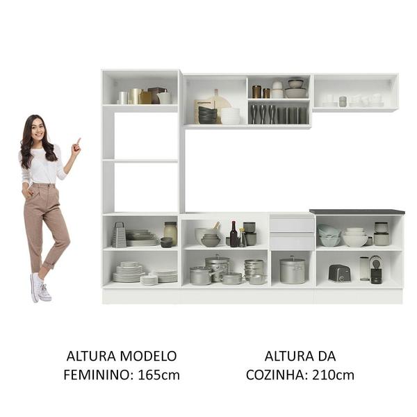 Imagem de Cozinha Completa 100% MDF Madesa Acordes 270007 com Armário e Balcão - Frentes Branco Brilho