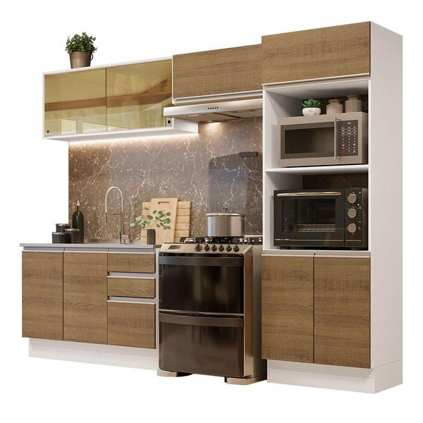 Imagem de Cozinha Completa 100% MDF Madesa Acordes 270008 com Armário e Balcão - Branco/Rustic