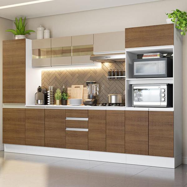 Cozinha Completa 100% MDF Madesa Smart 300 cm Com Armário, Balcão e Tampo