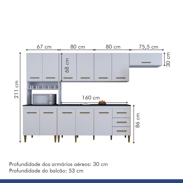 Imagem de Cozinha Completa 12 Portas 3 Gavetas Atenas Branco