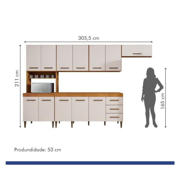 Imagem de Cozinha Completa 12 Portas 3 Gavetas Atenas - Kaiki Móveis