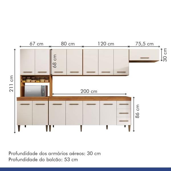 Imagem de Cozinha Completa 14 Portas 3 Gavetas Atenas Kaiki Moveis