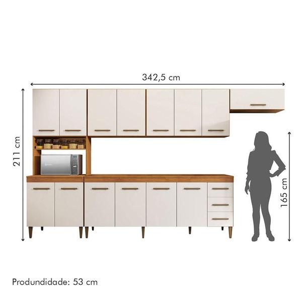 Imagem de Cozinha Completa 14 Portas 3 Gavetas Atenas Naturalle Com Off White