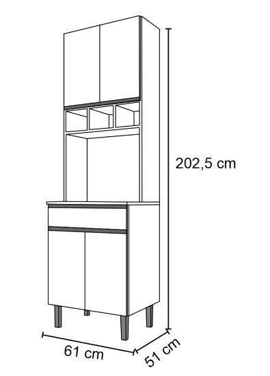 Imagem de Cozinha Completa 181cm Andréia Preto Fosco