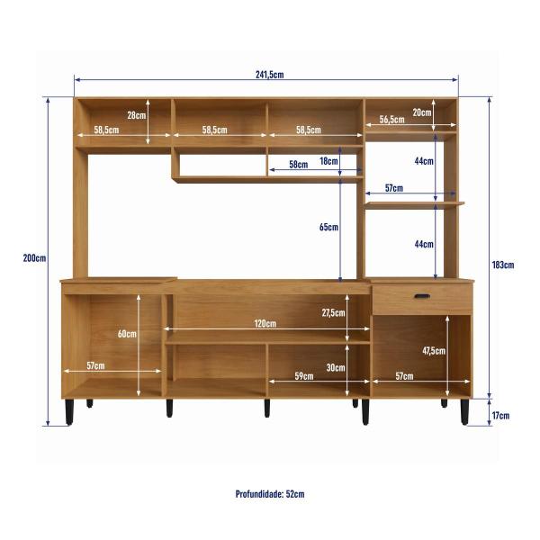 Imagem de Cozinha Completa 241,5cm com 6 Portas e 1 Gaveta Multimóveis CR20286