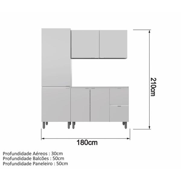 Imagem de Cozinha Completa 3 Peças 7 Portas 2 Gavetas sem Tampo Quadria Metalli