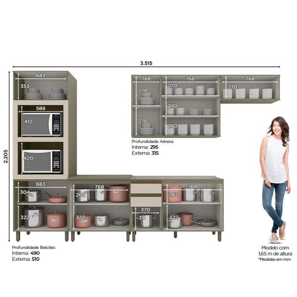 Imagem de Cozinha Completa 5 Peças para Forno e Cooktop 12 Portas Aurora Espresso Móveis