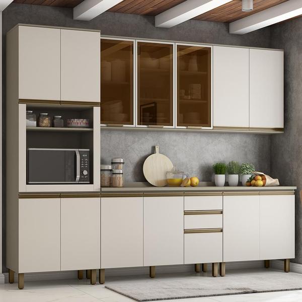 Imagem de Cozinha Completa 6 Peças Connect com Aéreo 3 Portas Vidro - Móveis Henn