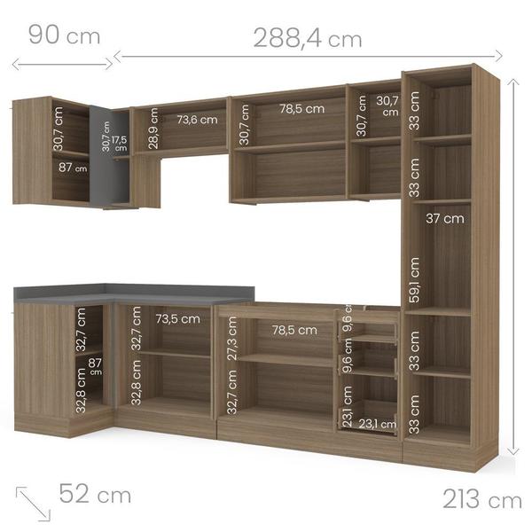 Imagem de Cozinha Completa 7 Módulos 13 Portas 3 Gavetas Sem Tampo Campanele