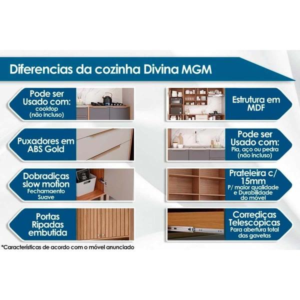 Imagem de Cozinha Completa 7 Peças (2Aéreos+2Balcões+1Paneleiro+2Complementos) CZ011 Freijo/Verde - MGM