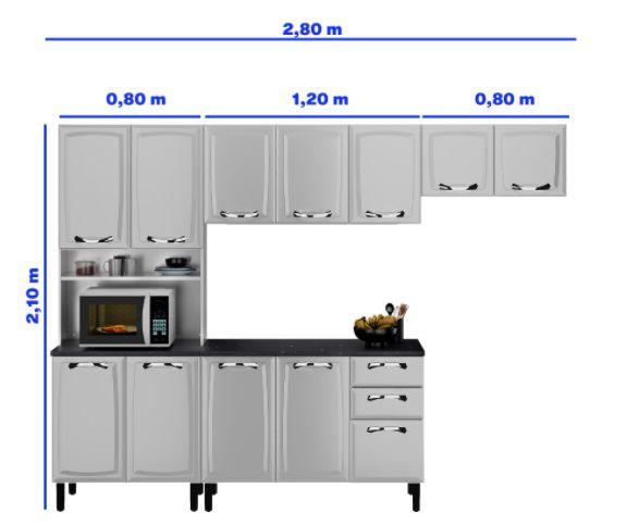 Imagem de Cozinha Completa Aço Itatiaia New Premium 11 Portas 3 Gavetas e Nicho Microondas 2,80m